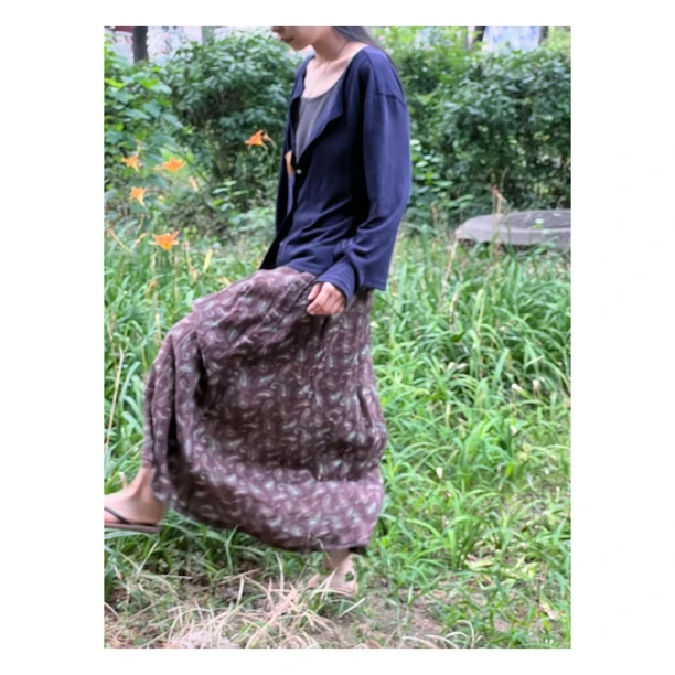 法式复古风印花宽松度假半裙女夏时尚百搭