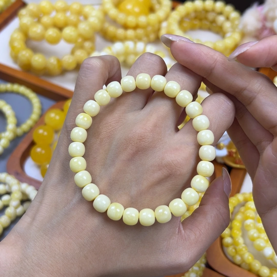 琥珀未镶嵌手链8.0mm 阿尔卑斯浓腊