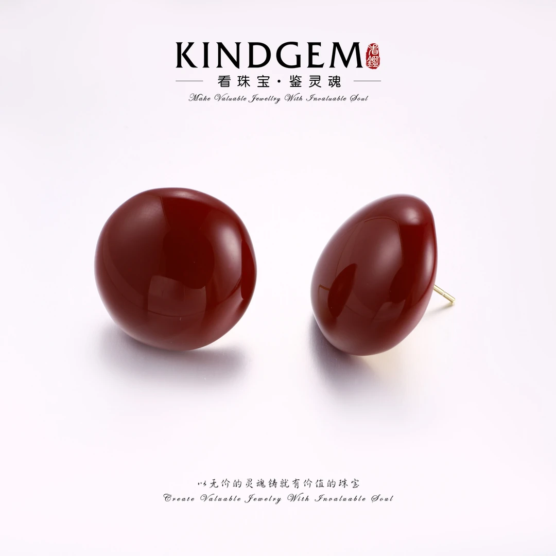 铜合金珐琅耳饰 法式复古红色气质轻奢经典百搭时尚耳环 C-33290