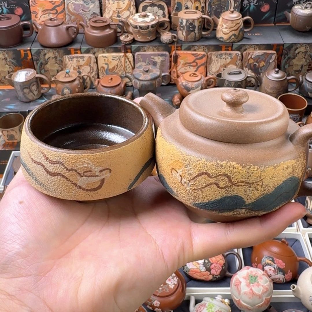 茶壶紫砂恐**狼一壶一杯刘素素