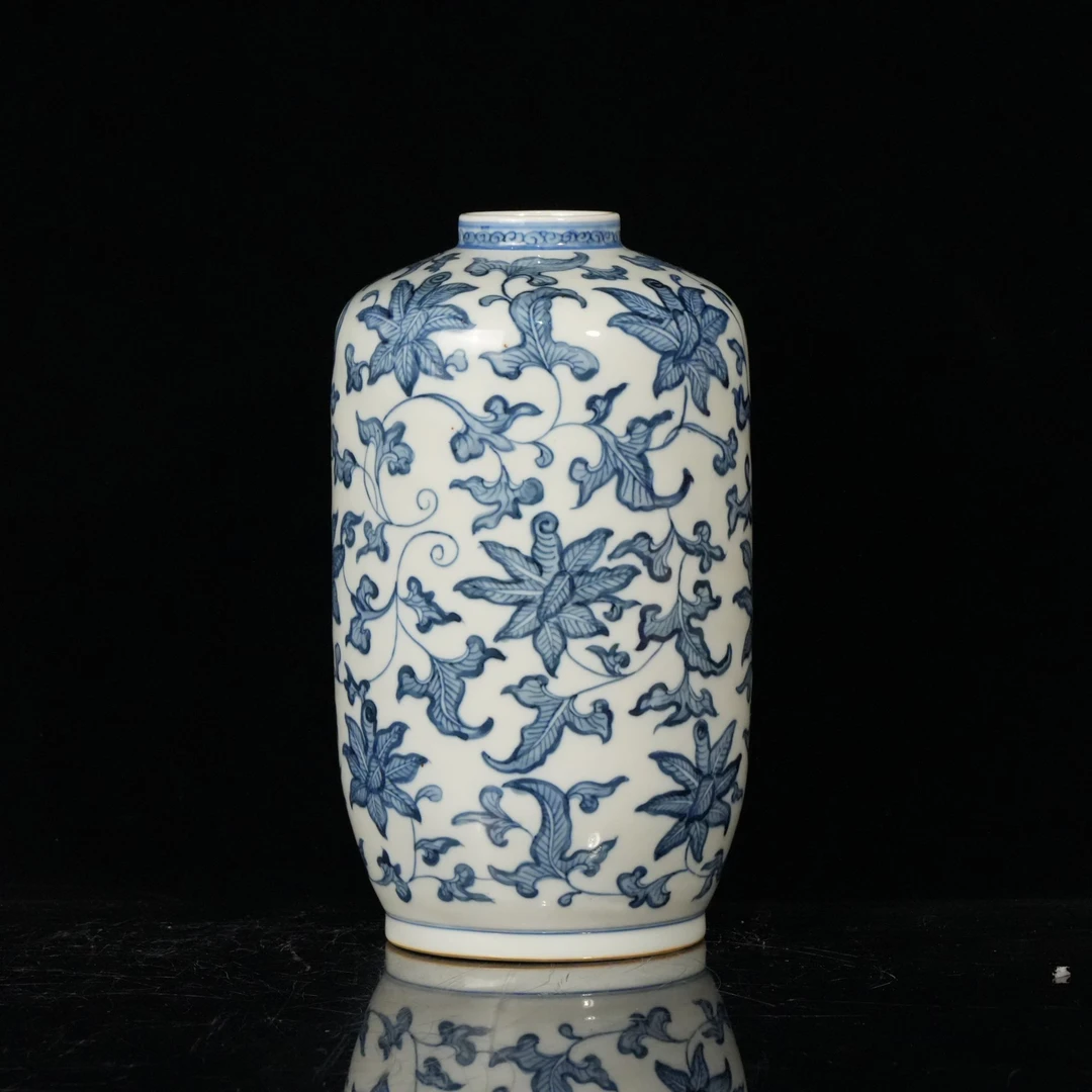 lot16236 6606 清晚期 青花萱草文筒瓶 H26.6