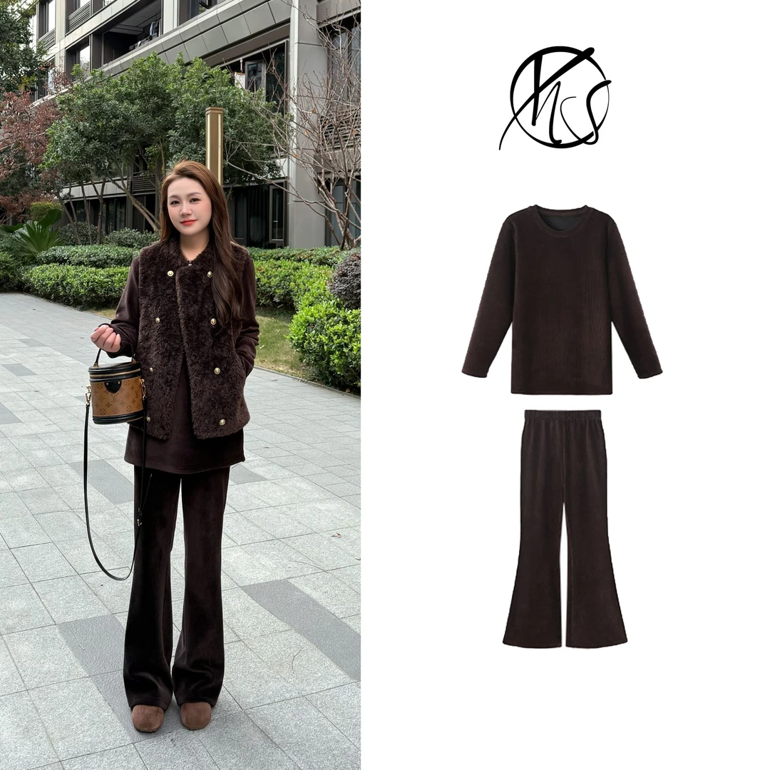 NANJIE/楠姐【古早佳人】一件可以以假乱真的环保毛马甲+上衣裤子