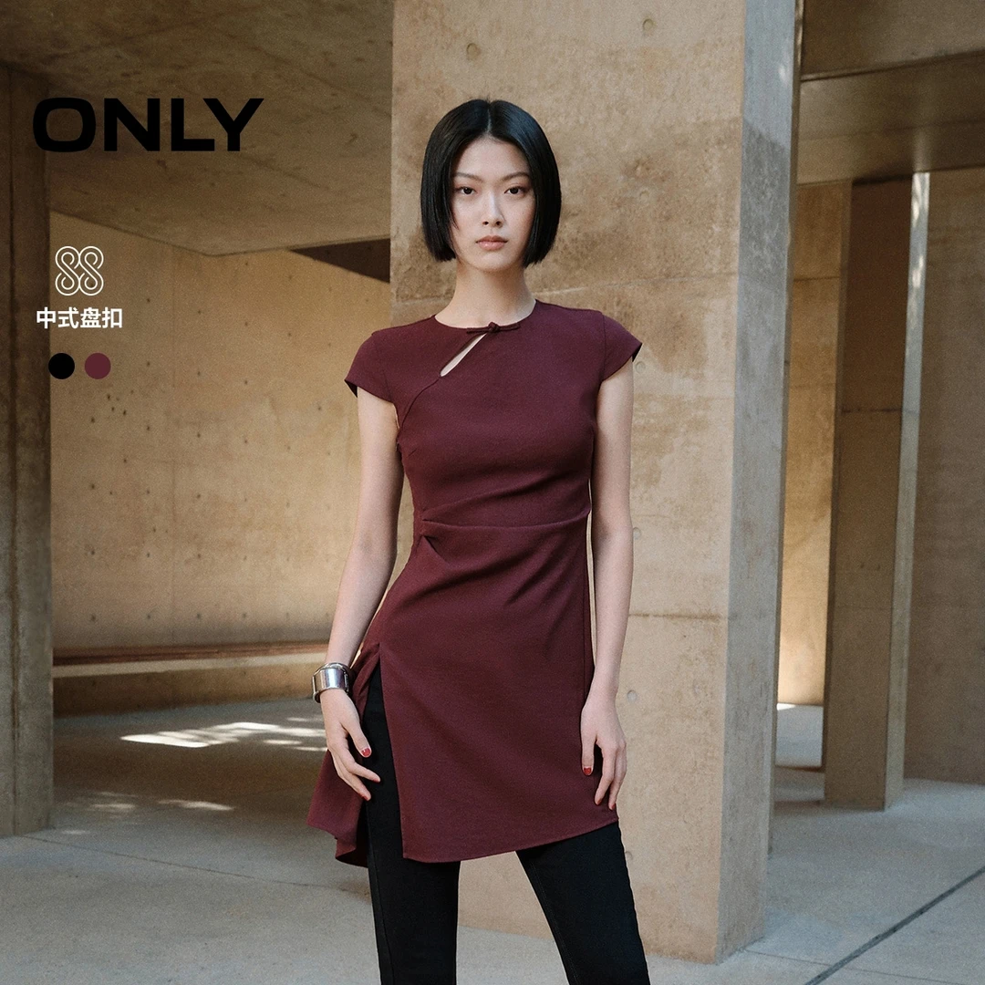 ONLY2025秋季新款新中式简约纯色收腰显瘦短裙连衣裙女|125107021
