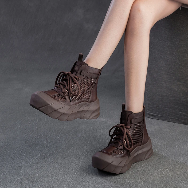 25513镂空女透气复古秋冬小个子马丁靴单靴靴子春秋英伦风