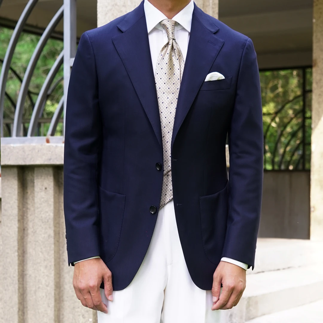 【意大利Filarte】150支修身羊毛藏青色无结构舒适休闲商务男士单西