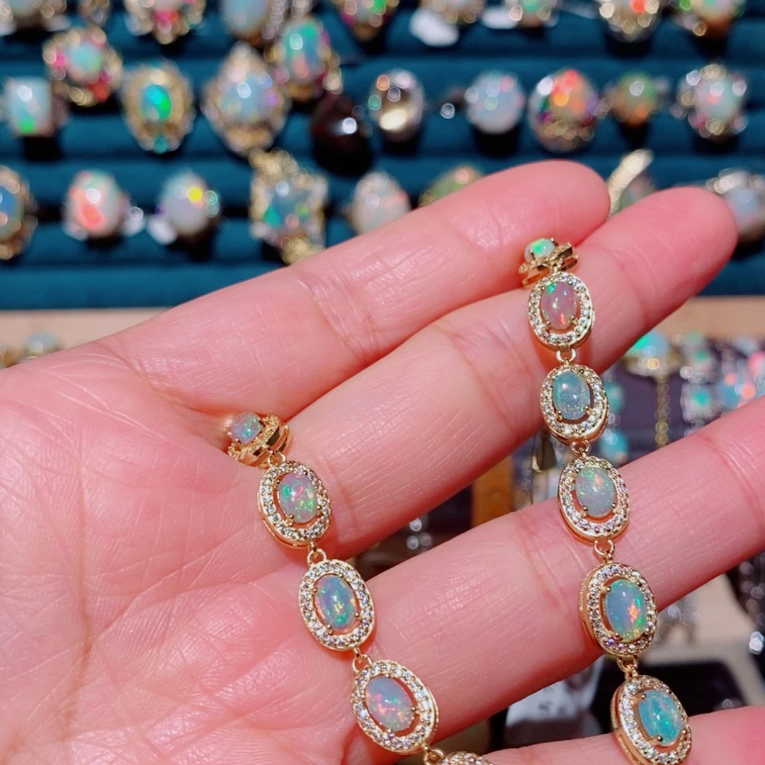 银S925镶嵌欧泊手链