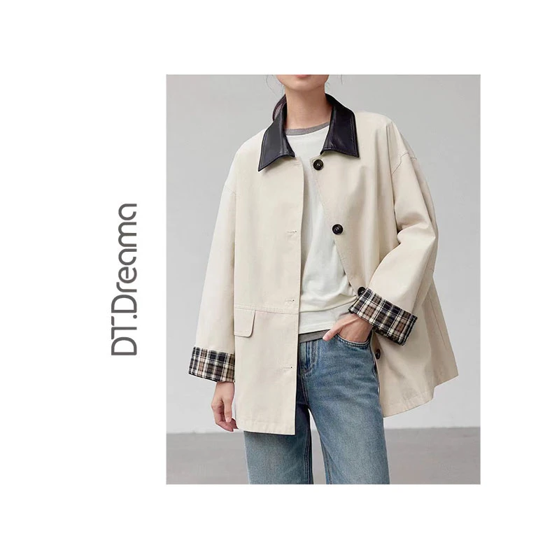 春秋休闲韩版百搭潮流复古高级感小个子风衣时尚短外套女宽松2025