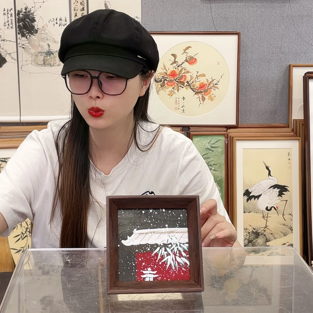 书法手绘带框尺寸：12*12