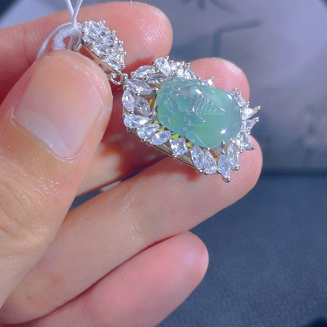 翡翠银S925镶嵌吊坠(不含链)