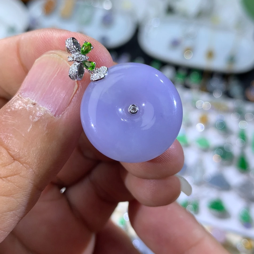 翡翠18K金镶嵌吊坠(不含链)