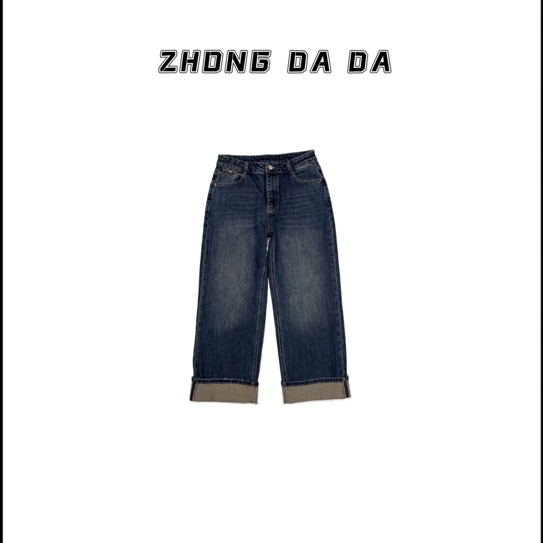 ZHONG大大 韩版直筒牛仔裤2025年秋季新款百搭显瘦裤子50665