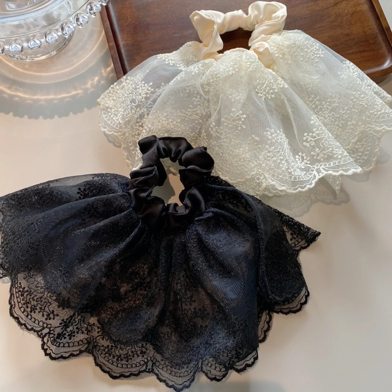 法式优雅气质蕾丝大肠发圈女高级感大号发绳扎头发绳小香风发饰