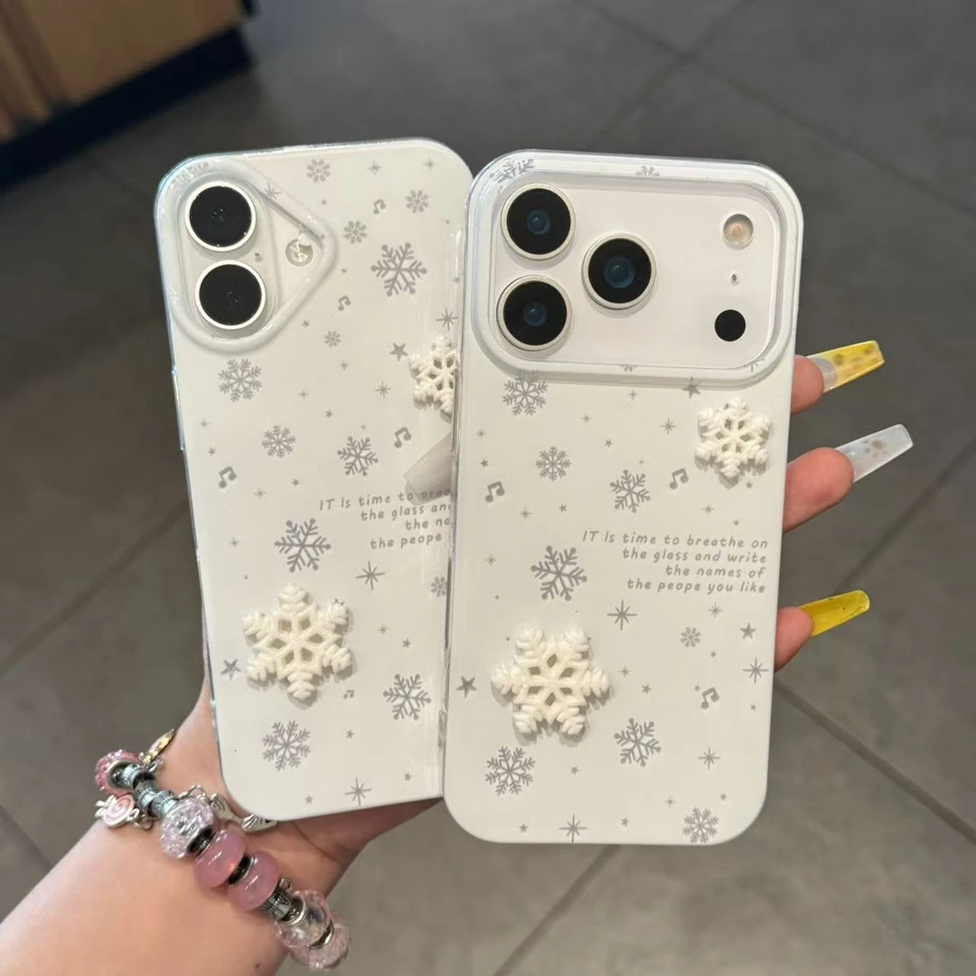 奥菲顿立体雪花镂空音符适用苹果17冰川16手机壳华为vivo小米oppo