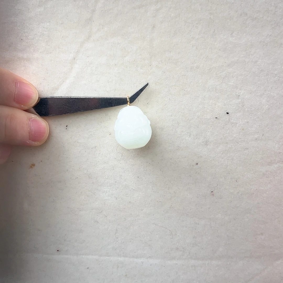 和田玉（白玉）18K金镶嵌吊坠(不含链)