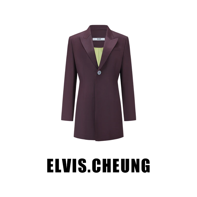 ELVIS.CHEUNG蒋云開運24AW精纺宽肩一粒扣收腰西装外套