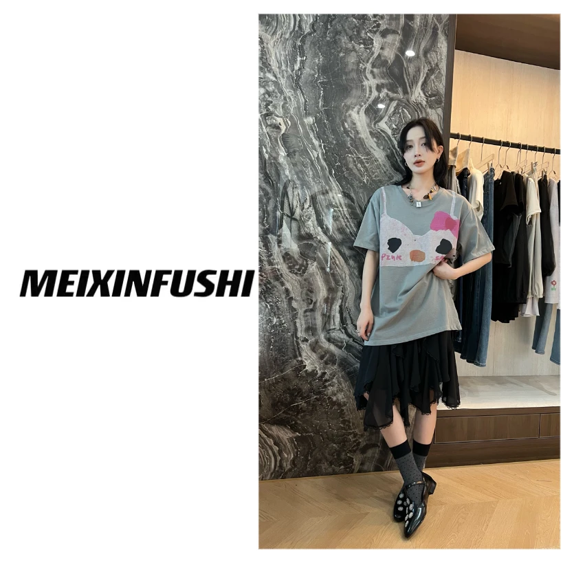 【Mei Xin】猫咪蝴蝶图案短袖/6909/D