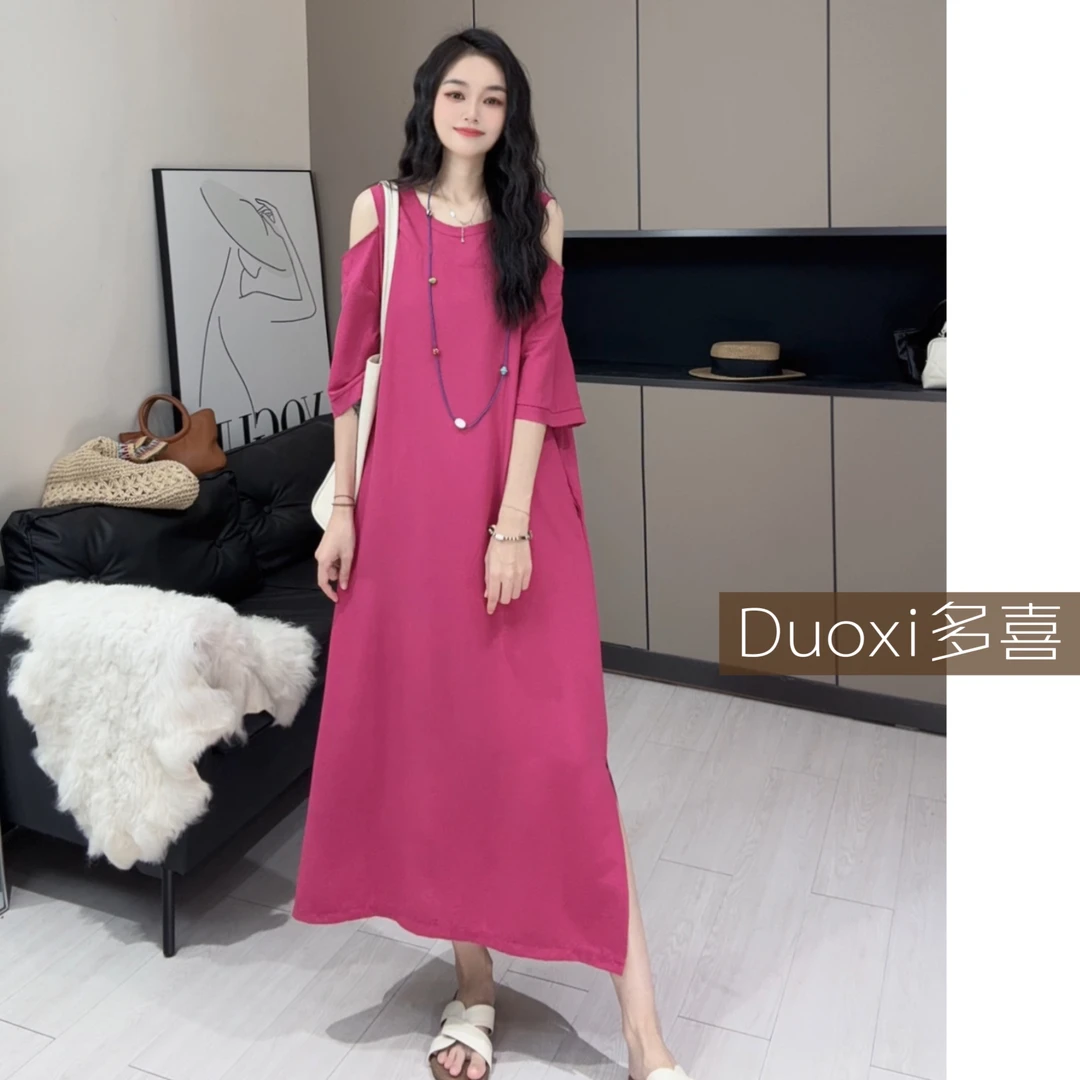 【Duoxi】"园游会"F062# 夏季连衣裙 显瘦凉感休闲洋气口袋设计裙2