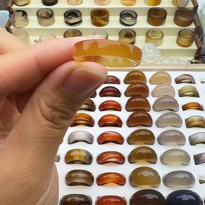 玛瑙/玉髓未镶嵌戒指13圈开播福利不退换介意勿拍