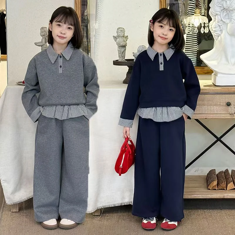 女童秋装套装2025新款女大童洋气时髦儿童春秋季运动卫衣两件套