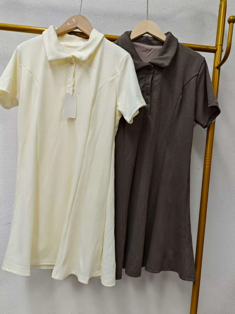 唯琳剪标  5仓D4-3-1220款   短袖夏季POLO领连衣裙全内衬长84