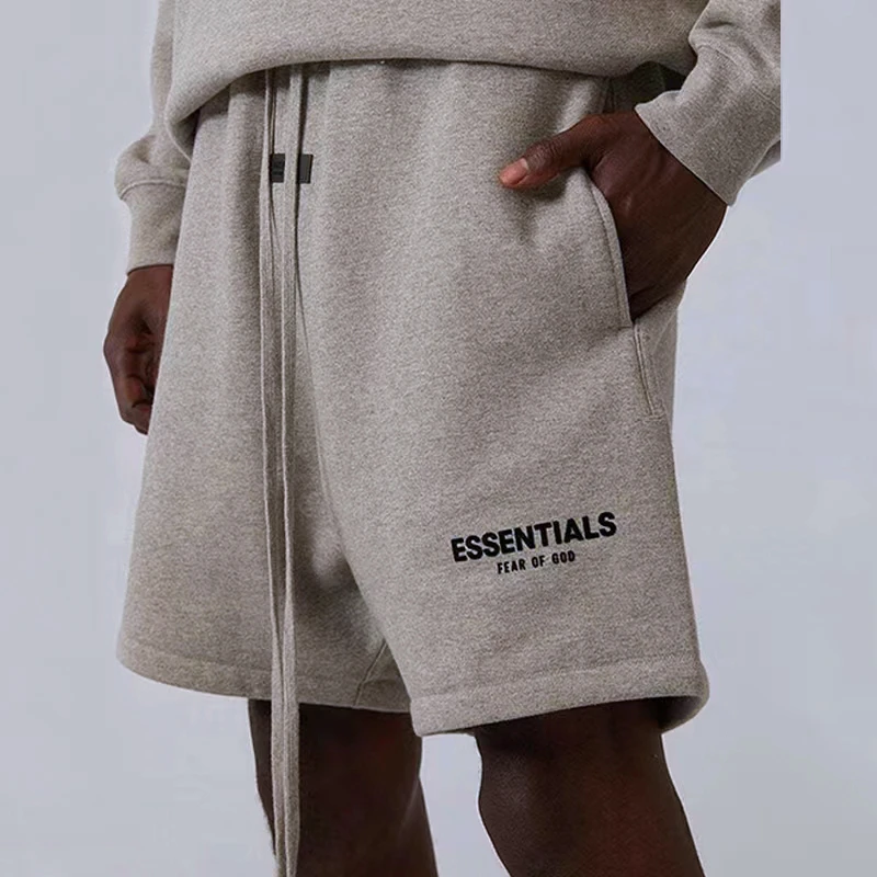 ESSENTIALS 22AW美式小众高街潮牌字母薄款宽松五分短裤男女夏季