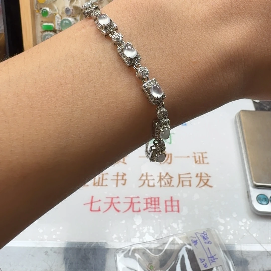 银S925镶嵌戒指翡翠天然缅甸翡翠A货