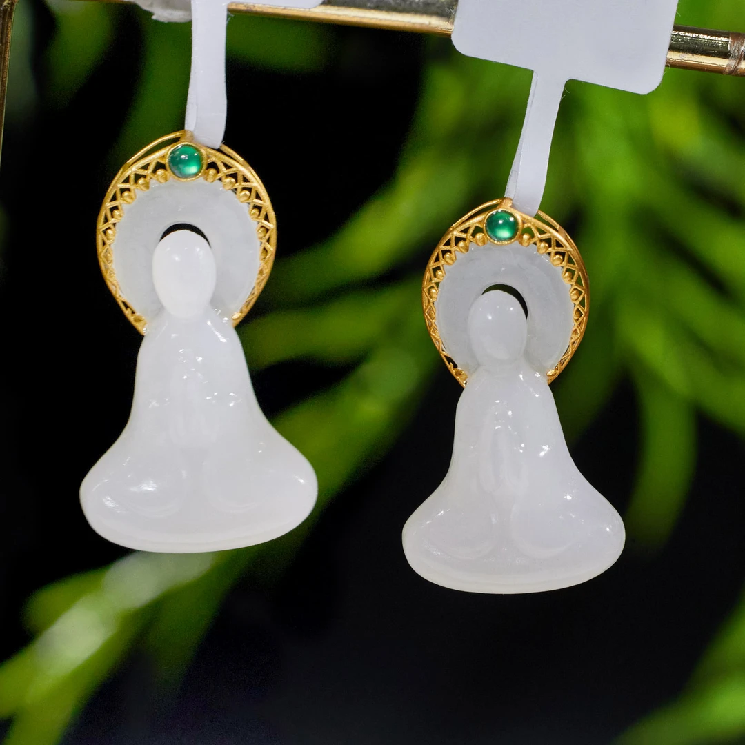 【普陀山】（二）白玉无相佛吊坠（加加）（多样性发其一）18K金镶嵌N9190