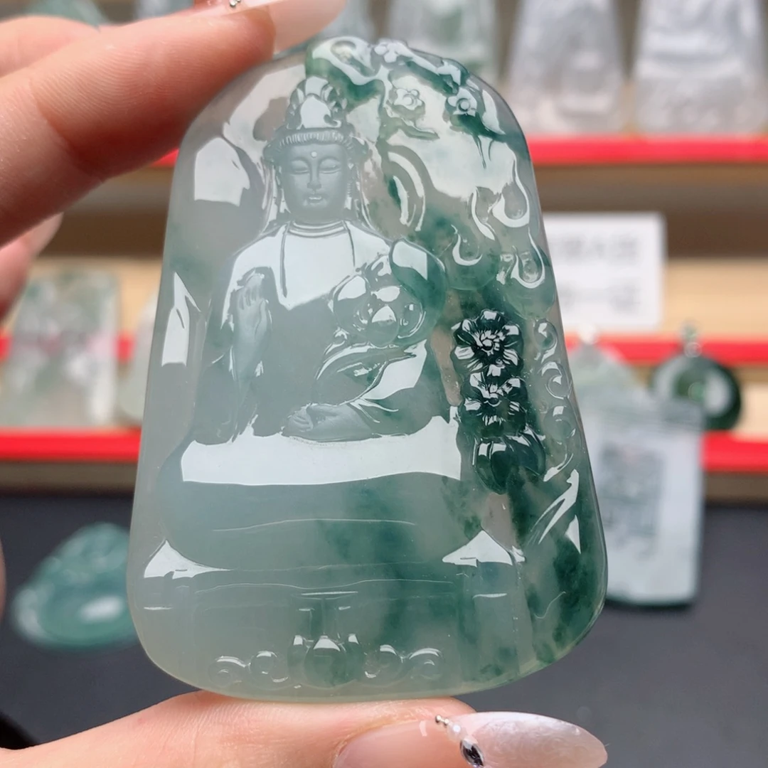 笑***薇翡翠未镶嵌颈饰素衣观音