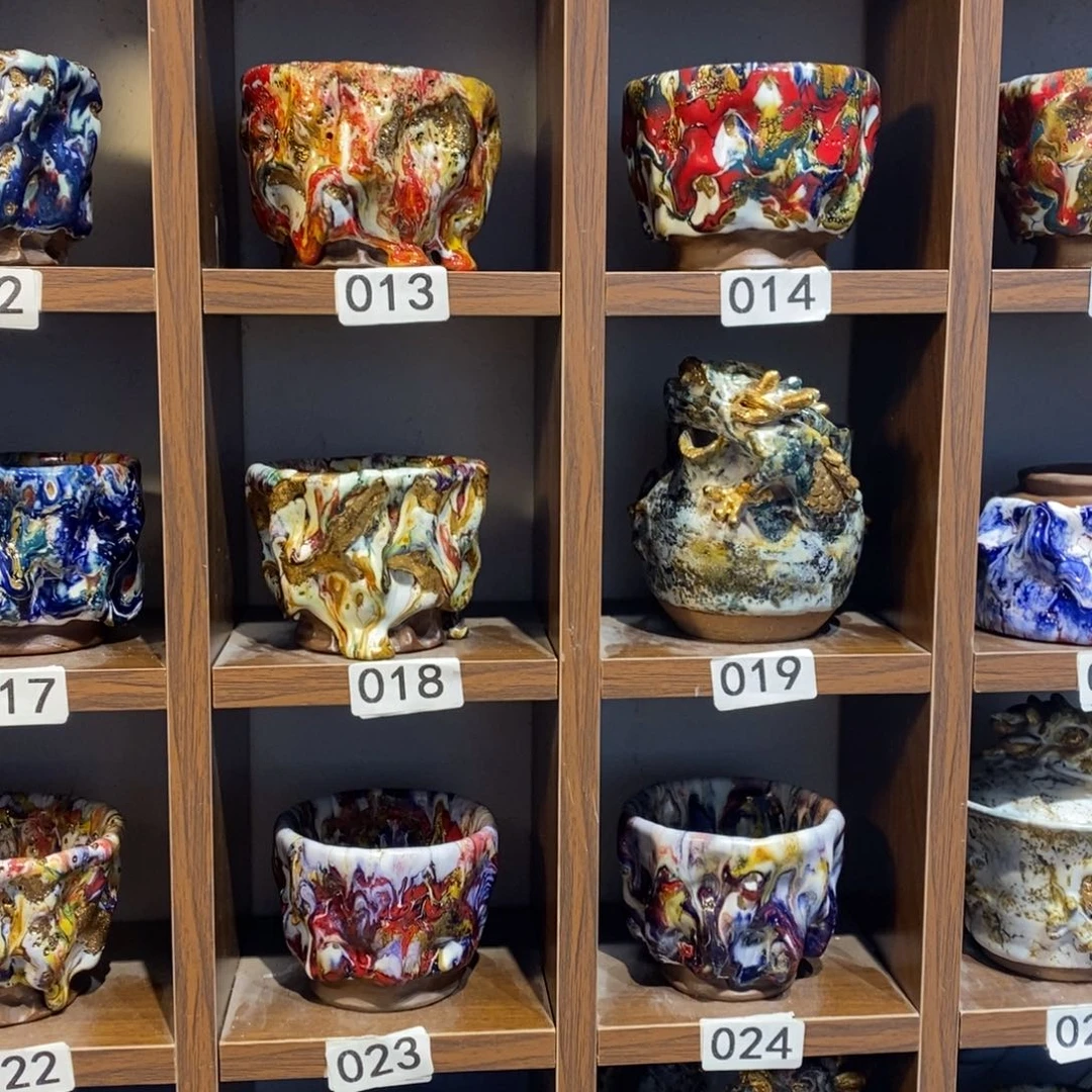 瓷片静七彩岩矿志野烧茶具