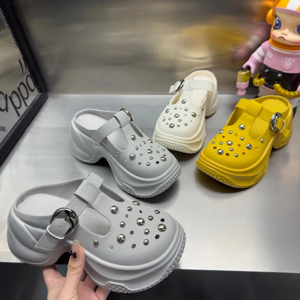 夏季厚底增高软底减龄百搭女鞋拖坡跟