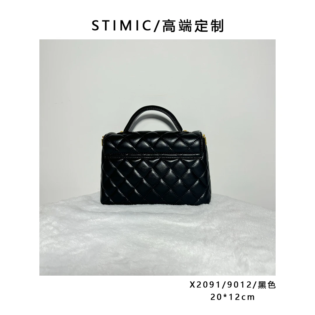 X2091/9012/黑色高端订制手工蜡线女士时尚单肩轻奢斜挎包9012