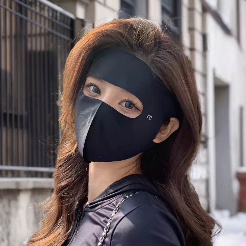 户外全脸防晒面罩女夏季防紫外线遮阳冰丝脸罩口罩面部脸基尼防护