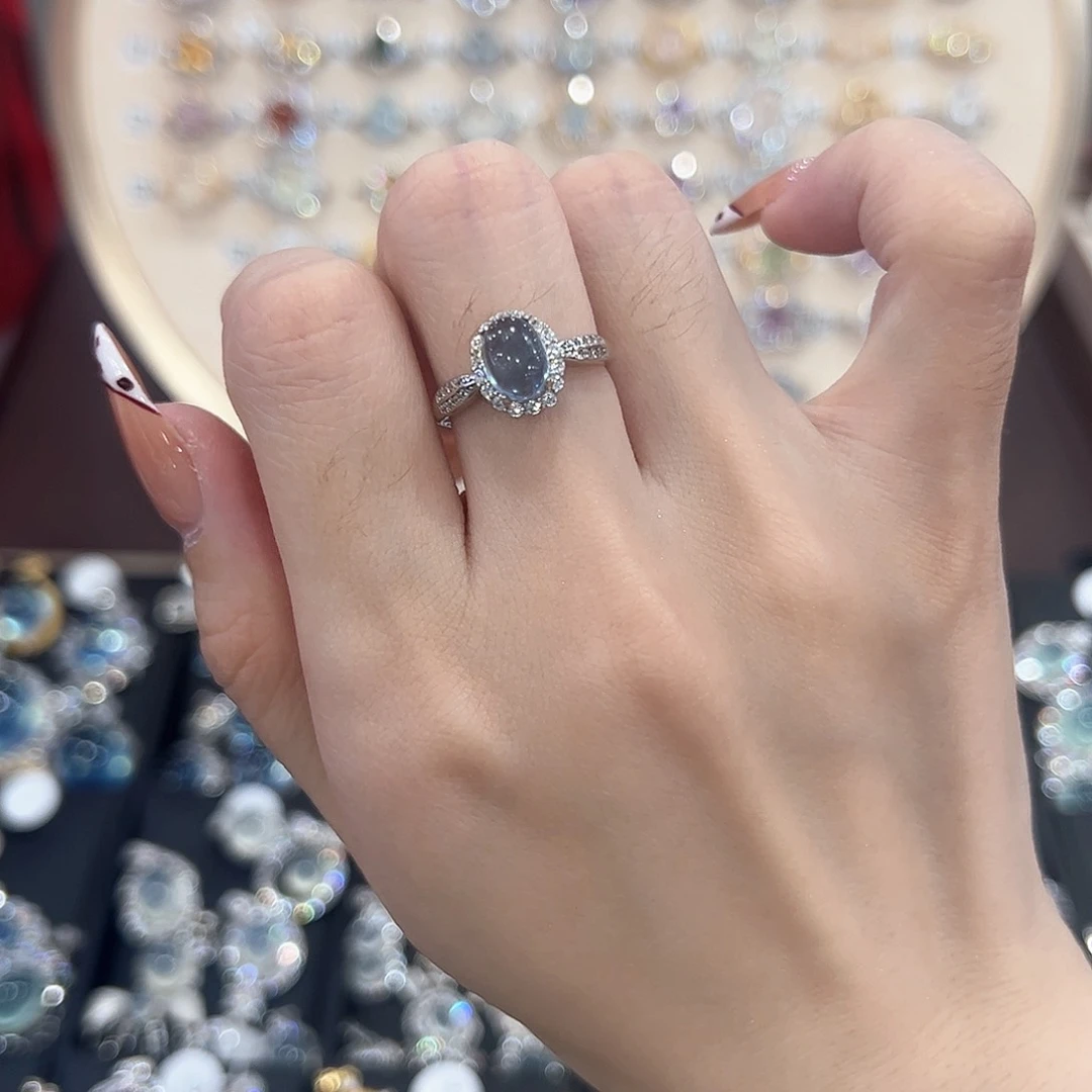 蛇纹石玉银S925镶嵌戒指0**3