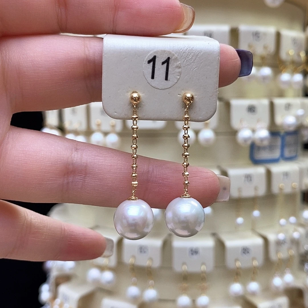 耳饰银S925镶嵌淡水珍珠