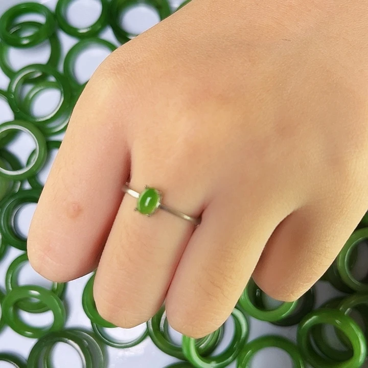 和田玉足银镶嵌戒指