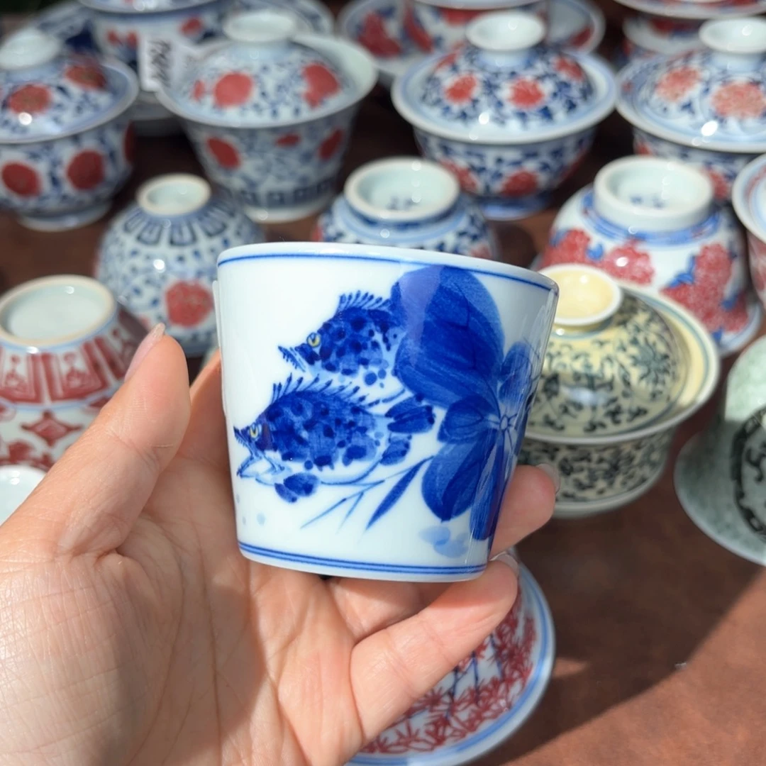 青花手绘和为贵可乐杯