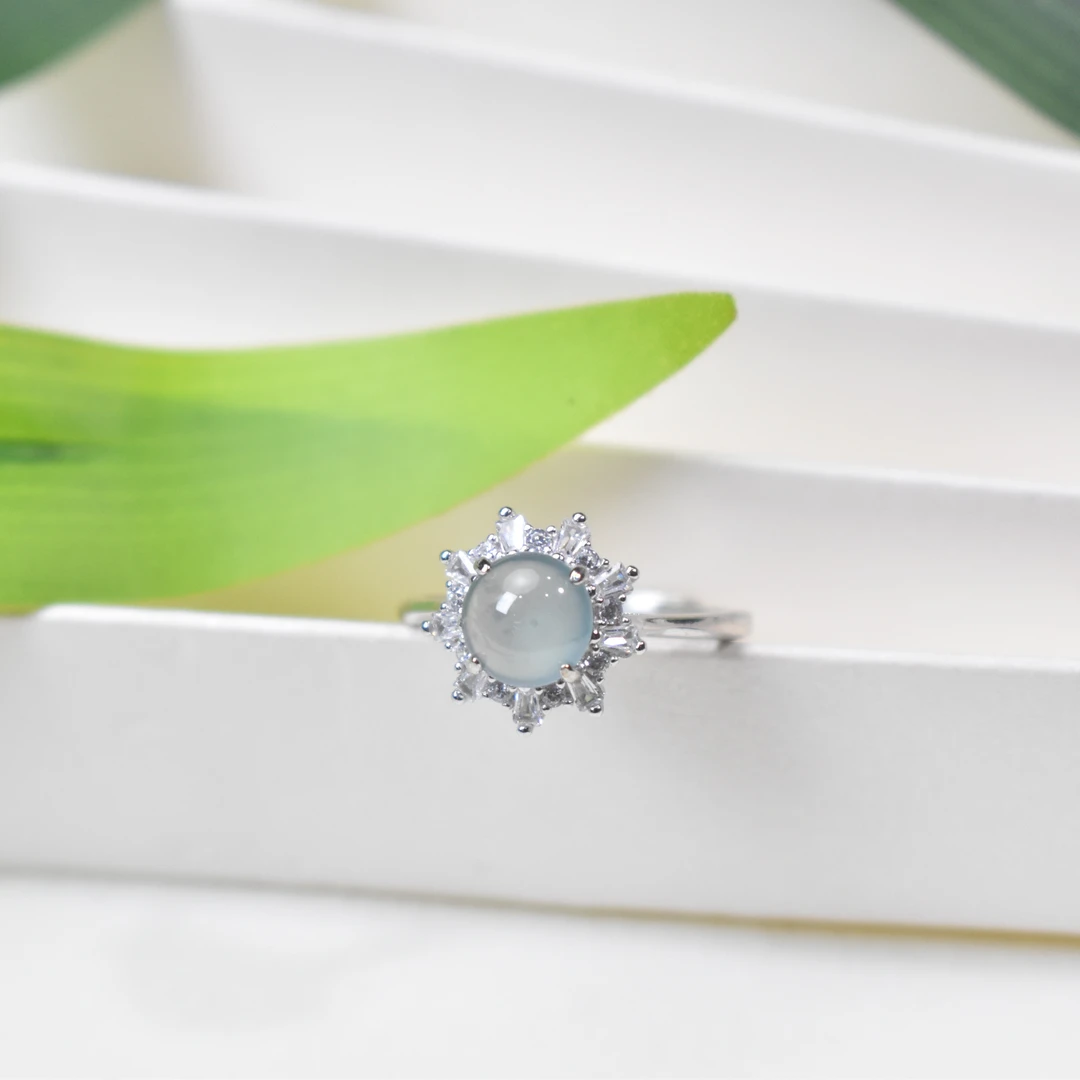 【睿泽鉴宝】S925翡翠太阳花戒指6*2 JAN0021