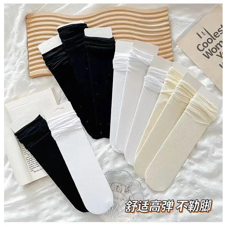 【10只/2只】爆款星空袜女夏季冰冰袜薄款森系堆堆袜透气白色jk袜子