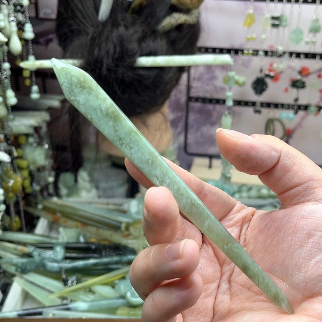 岫玉未镶嵌发饰长度15厘米左右