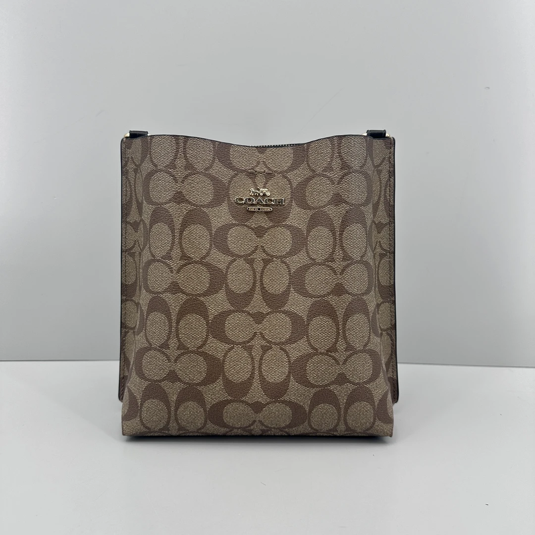 95新 COACH/蔻驰 小林mollie黑拼老花小水桶20*22*10cmB062512