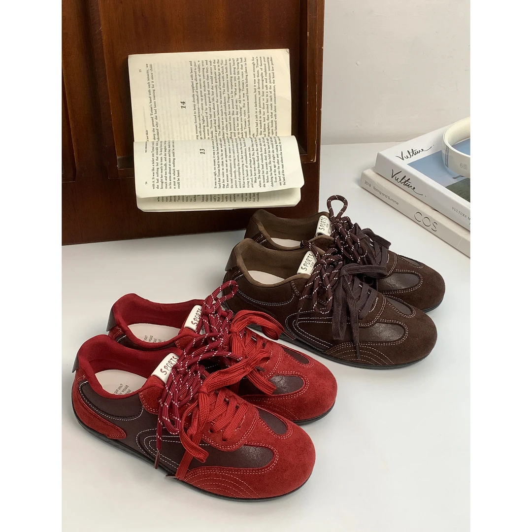 小众百搭复古软底棕色德训鞋女2025新款秋季超火阿甘鞋子轻便板鞋