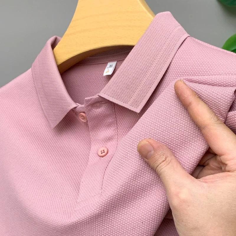 CATIA SELI2025夏季男士短袖t恤翻领纯色丝光棉简约百搭POLO衫潮