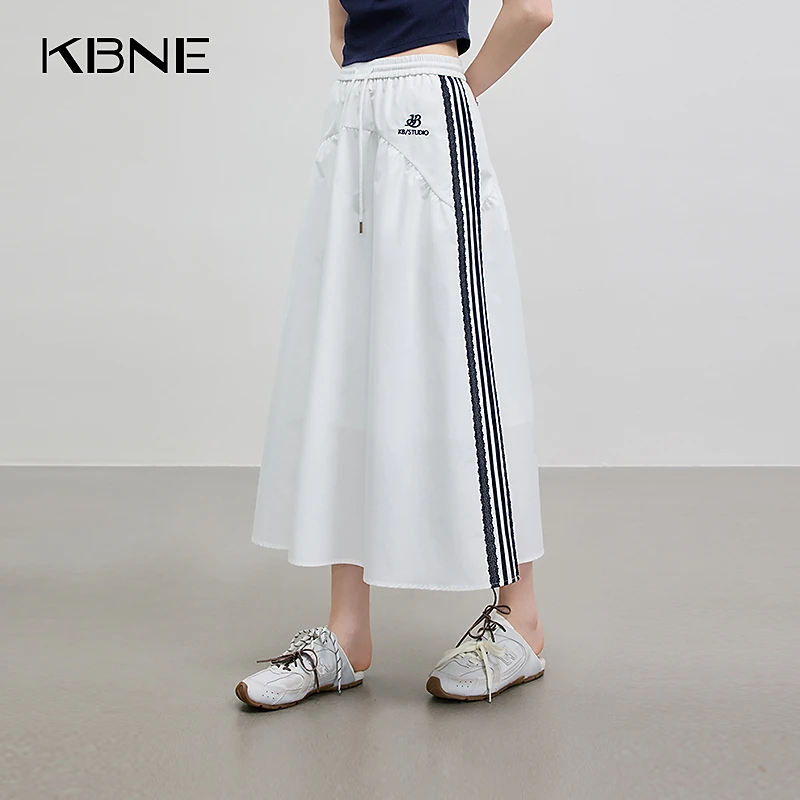 【吴沛儿专属】半身裙2025新款a字半裙KBNE夏季撞色拼接中长款裙子