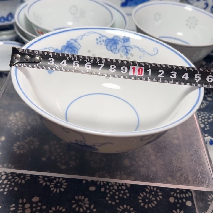 青花玲珑6寸葡萄小面碗