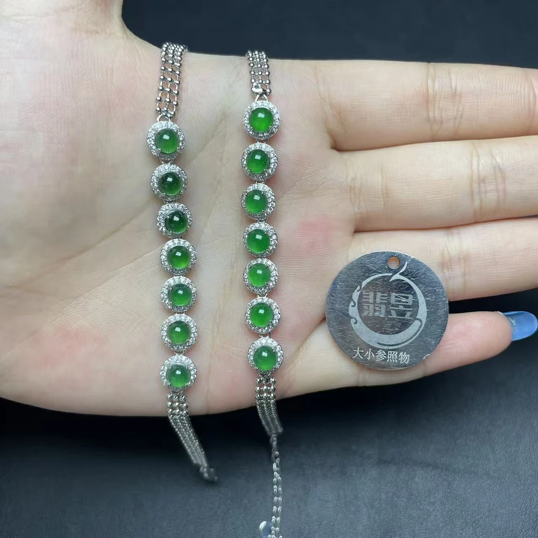 翡昱-N82-66341-天然A货翡翠手链-多样性发其一