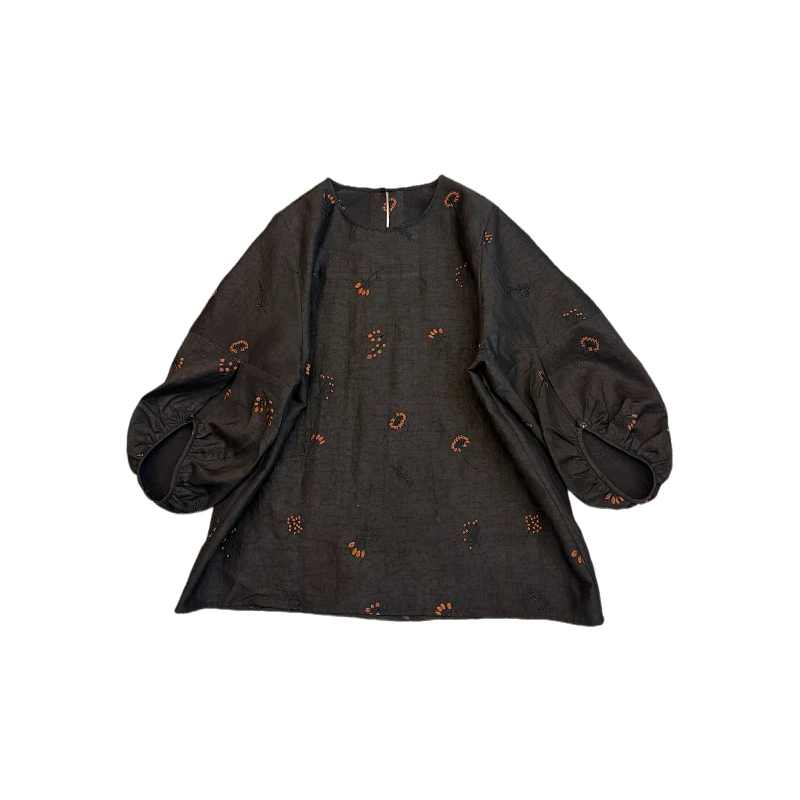 蒲公英刺绣  桑蚕丝香云纱重工气质大码上衣C25063