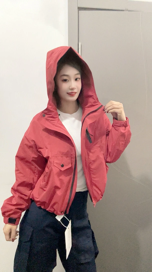 2025春秋二棉连帽拉链冲锋衣外套女韩版休闲夹克