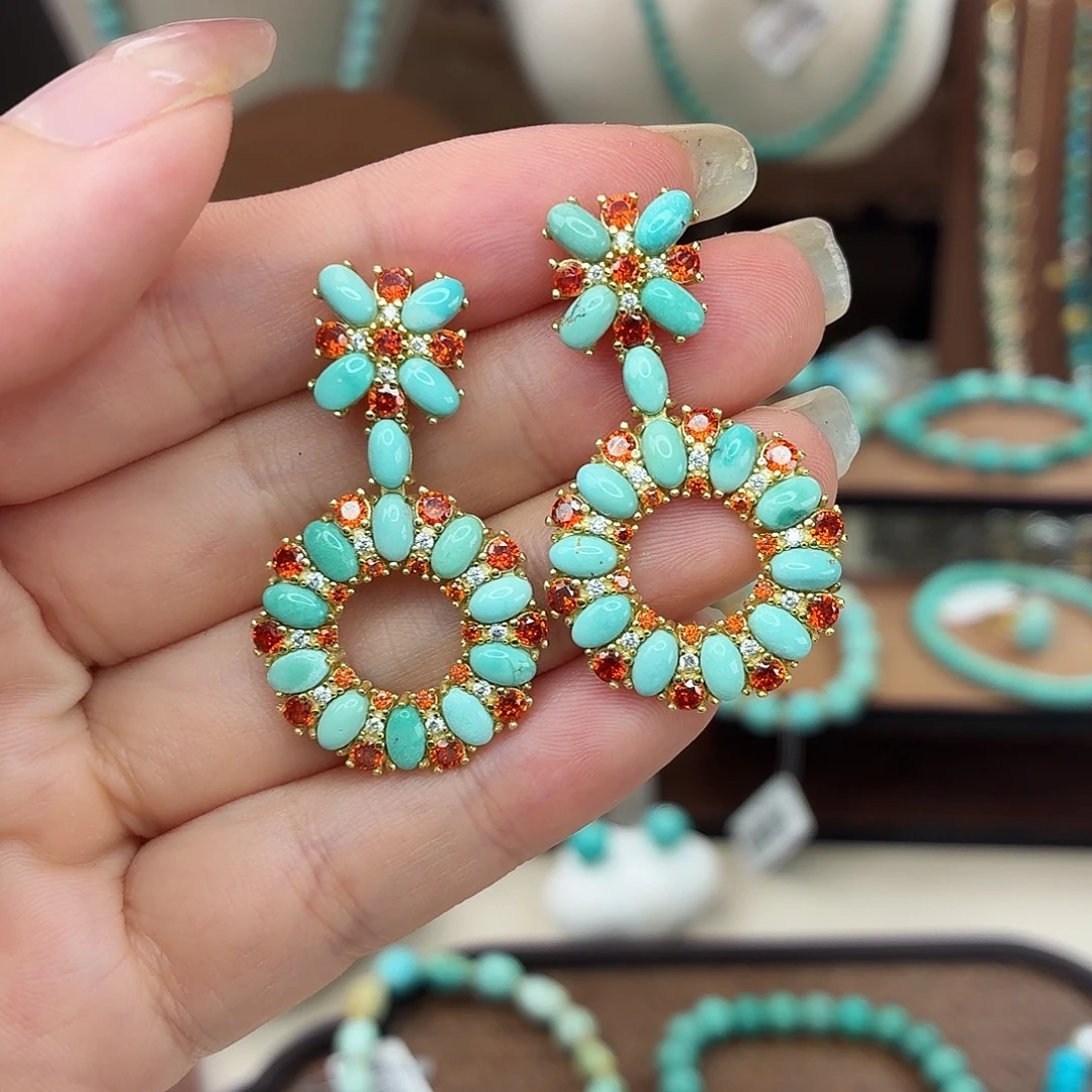 绿松石合金耳饰耳环