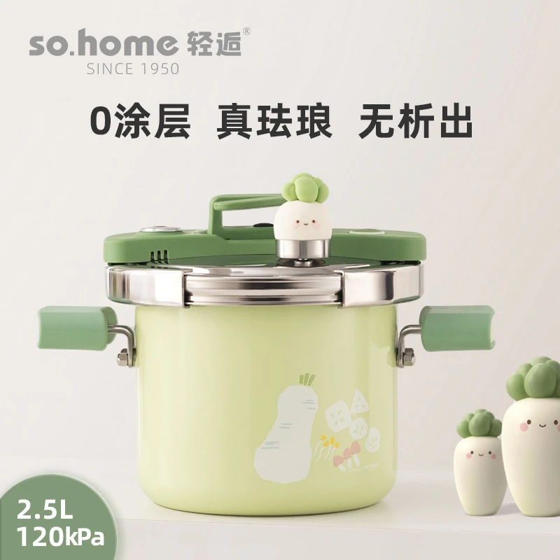 2025新款sohome进口珐琅小菜园高压锅120千帕口径16迷你高压锅