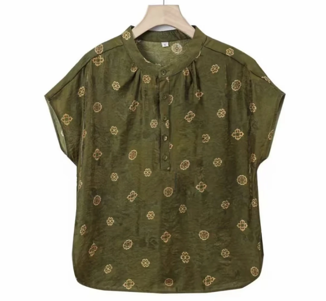 短袖衬衫女2025夏季新款韩版时尚宽松衬衣设计感纯色洋气上衣-80